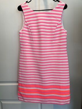 LIKE NEW. Lilly Pulitzer Pink and White Striped Mini Dress